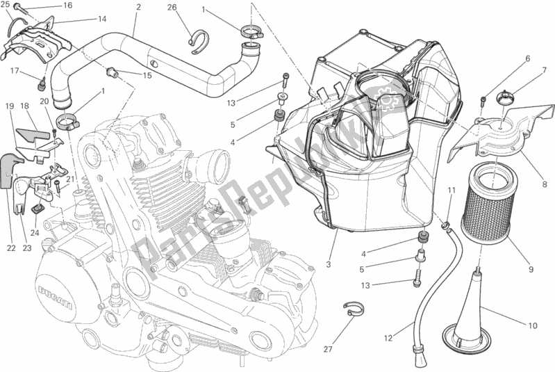 Todas as partes de Ingestão do Ducati Monster 659 ABS Australia 2014